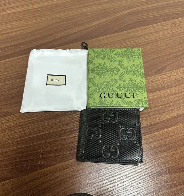 Black Embossed Monogram Bifold Wallet K05 product presentation