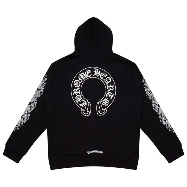 Chrome Hearts Horseshoe Cross-Sleeve Zip Hoodie — Black product presentation