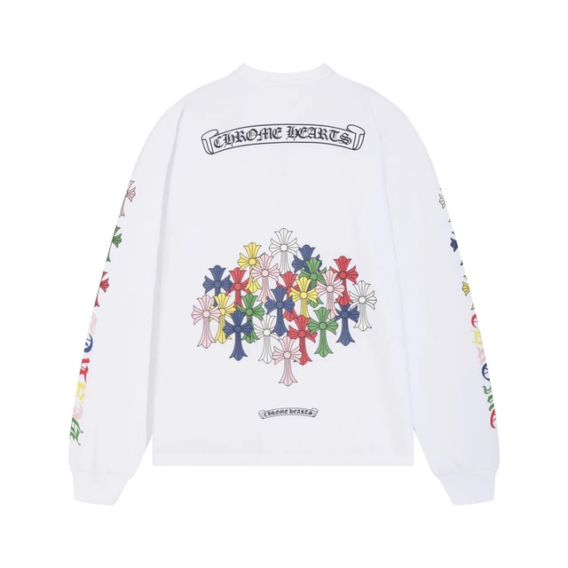 Chrome Hearts Multicolor Cross Long-Sleeve Shirt — White product presentation