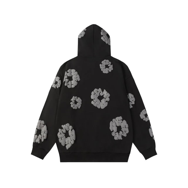 Denim Tears Cotton Wreath Hoodie — Black/Gray Print product presentation