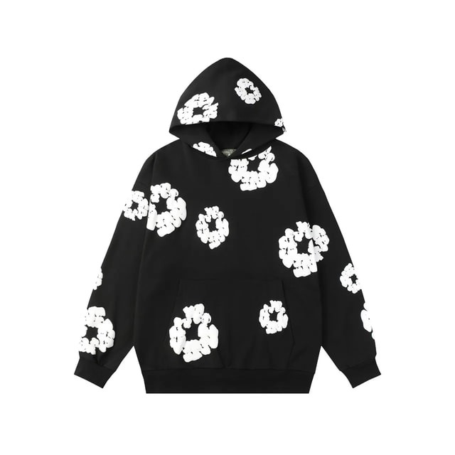 Denim Tears Cotton Wreath Hoodie — Black/White Print product presentation