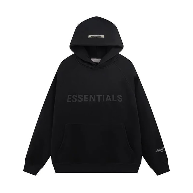 Fear of God ESSENTIALS Logo Hoodie — Black product presentation