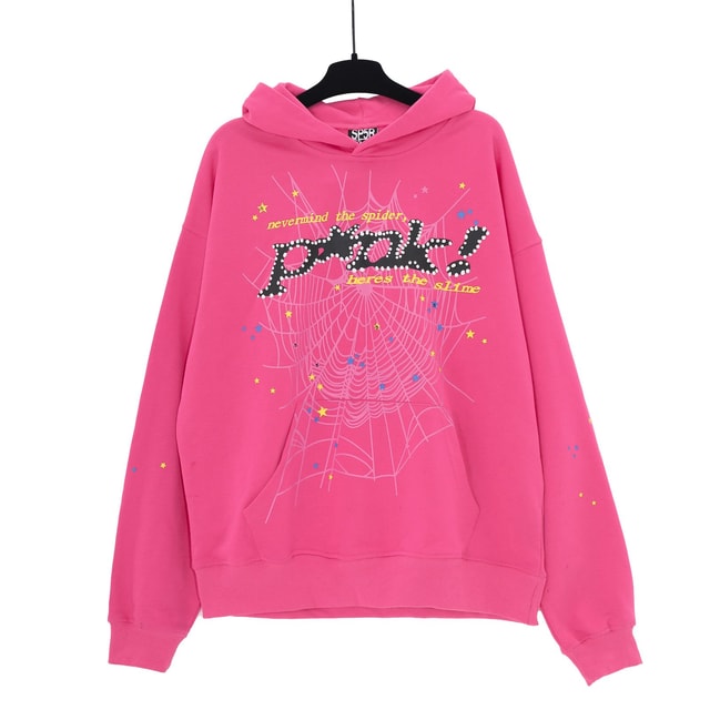 Sp5der “Nevermind the Spider” Web Hoodie — Hot Pink/Black product presentation