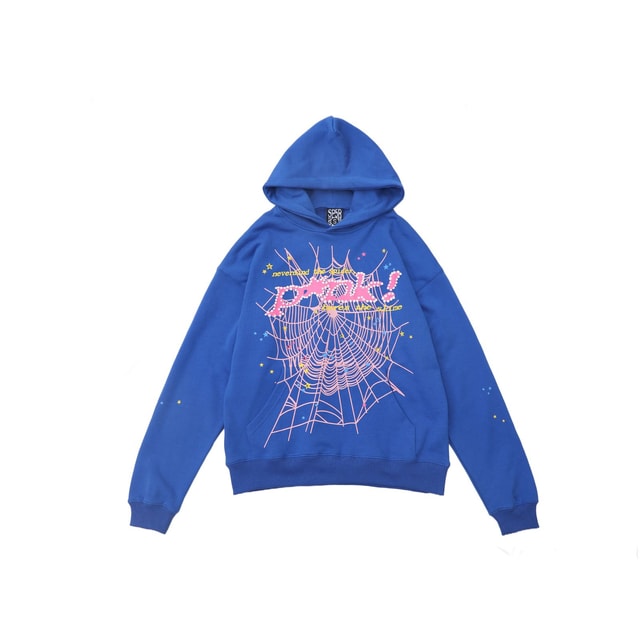 Sp5der “Nevermind the Spider” Web Hoodie — Royal Blue/Pink product presentation