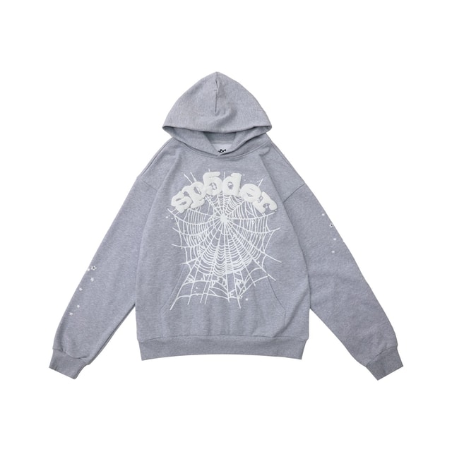 Sp5der Web Hoodie — Heather Gray/White product presentation