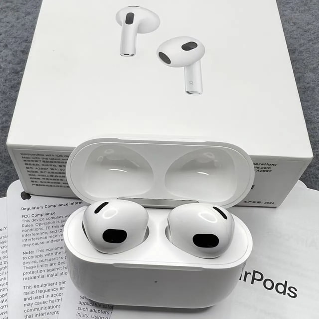 AirPods 3 charging case, earbuds and retail box