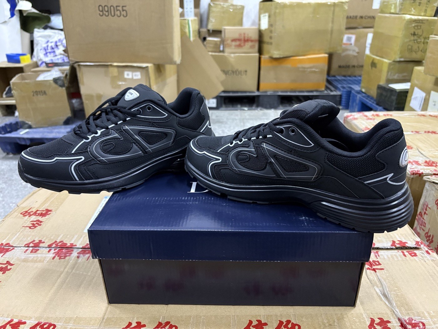 Black Reflective Mesh Runner Sneakers product view 1