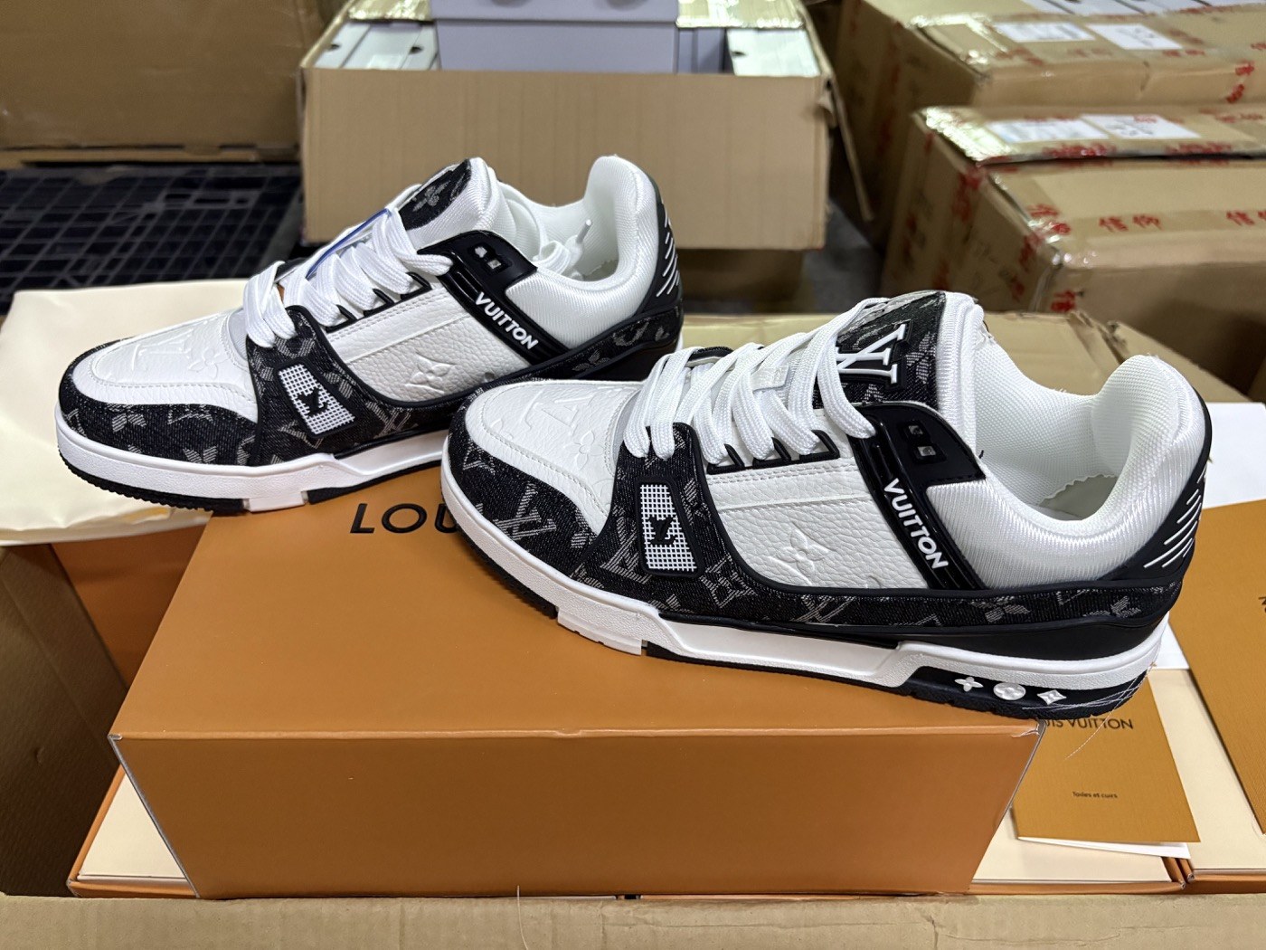 Louis Vuitton Black-and-White Monogram Trainer Sneakers product view 1