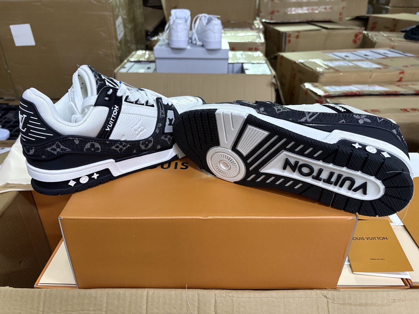 Louis Vuitton Black-and-White Monogram Trainer Sneakers product view 5