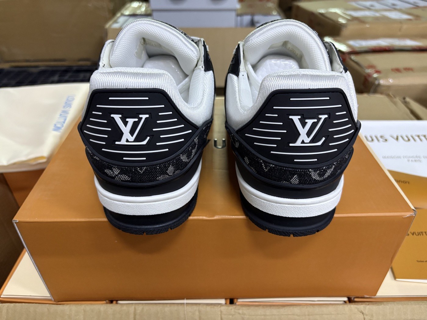 Louis Vuitton Black-and-White Monogram Trainer Sneakers product view 7