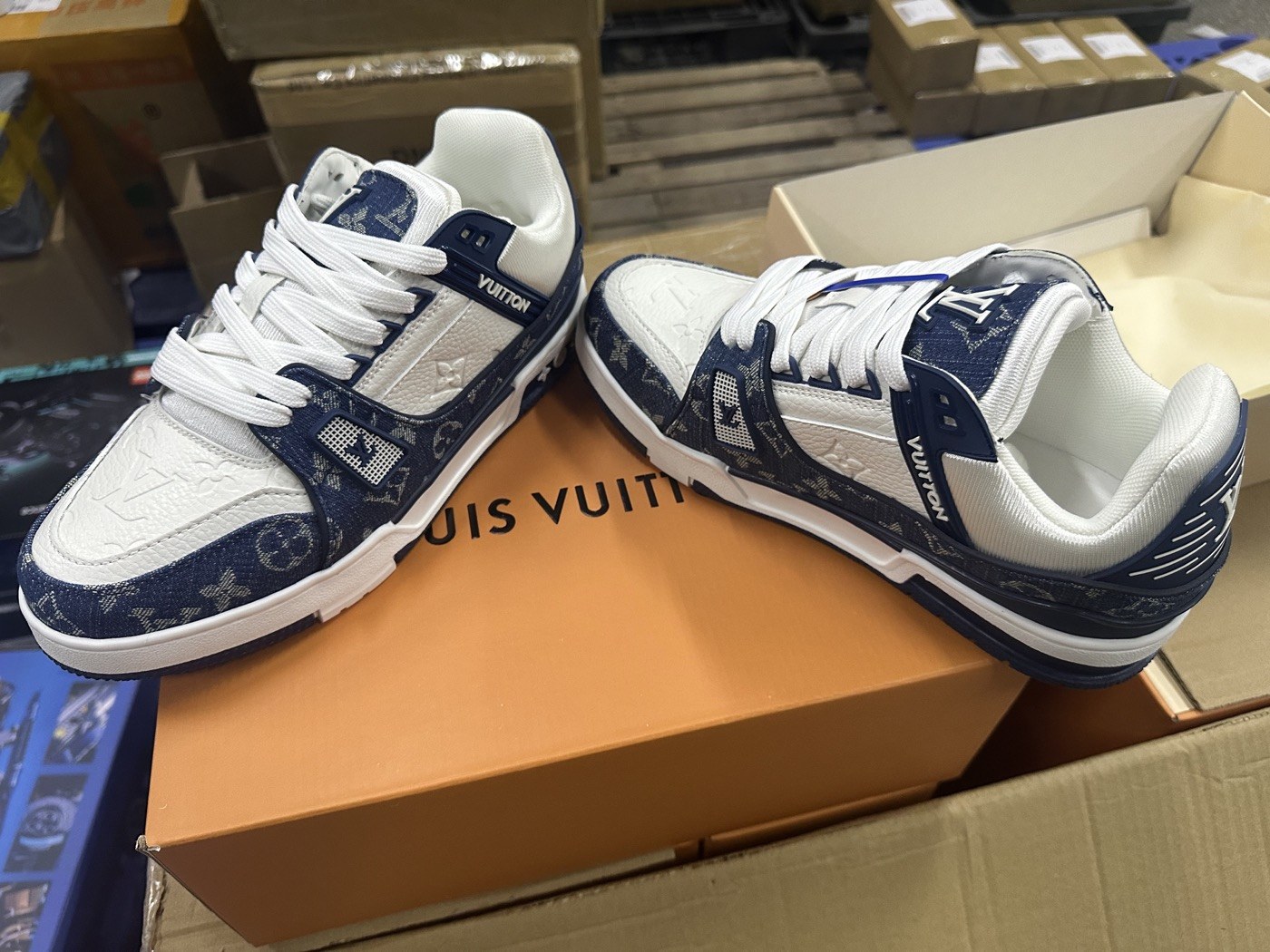Louis Vuitton Blue Monogram Trainer Sneakers product view 4