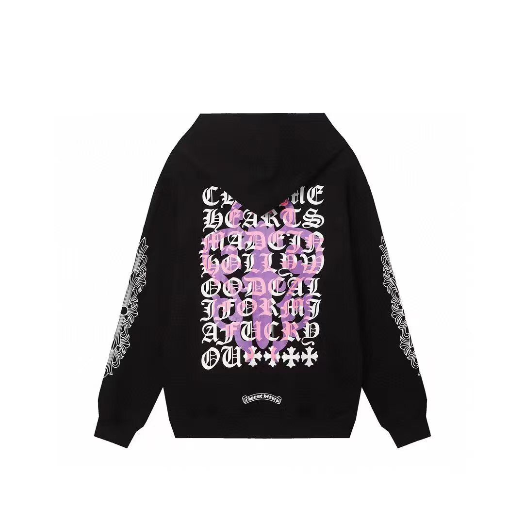 Chrome Hearts Cross-Sleeve Zip Hoodie — Black product view 2