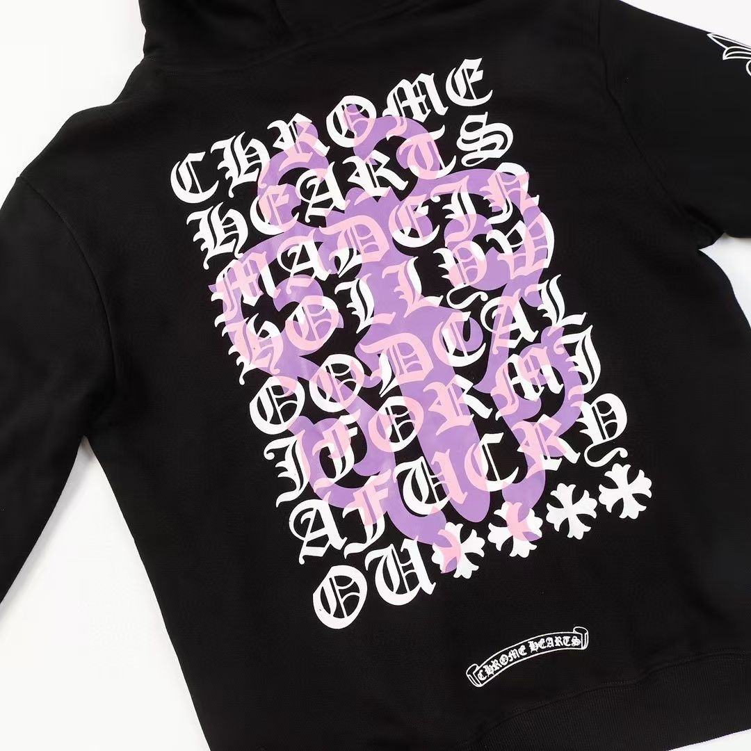 Chrome Hearts Cross-Sleeve Zip Hoodie — Black product view 3