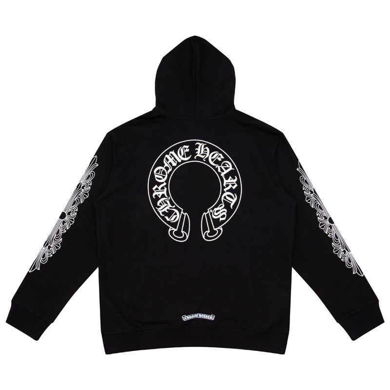 Chrome Hearts Horseshoe Cross-Sleeve Zip Hoodie — Black product view 1
