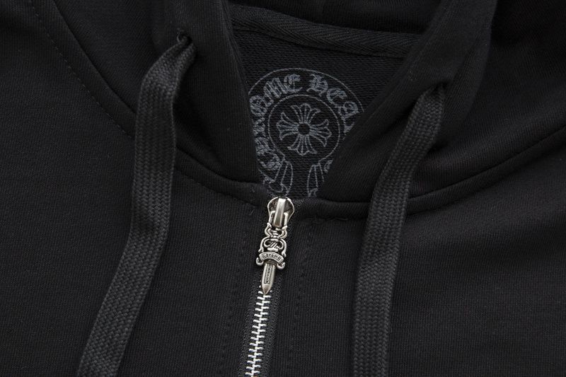 Chrome Hearts Horseshoe Cross-Sleeve Zip Hoodie — Black product view 4