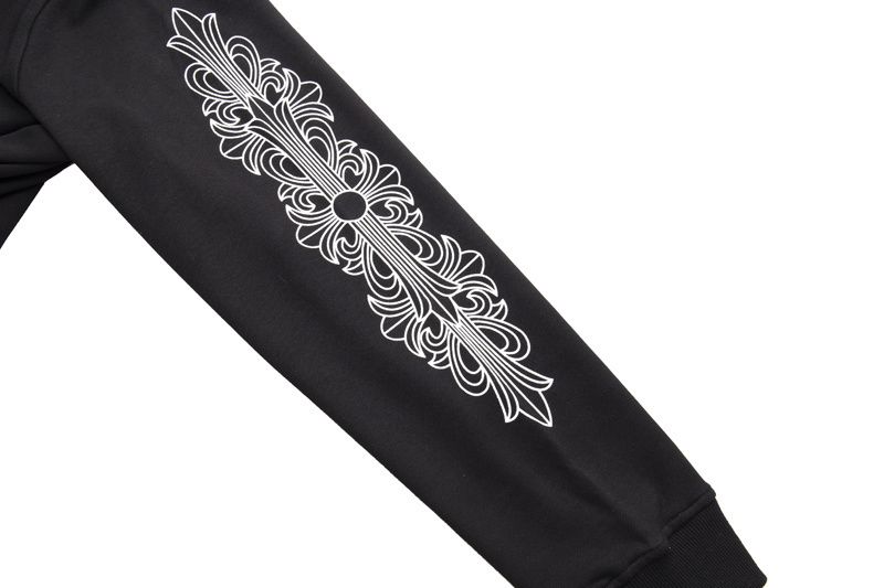 Chrome Hearts Horseshoe Cross-Sleeve Zip Hoodie — Black product view 5