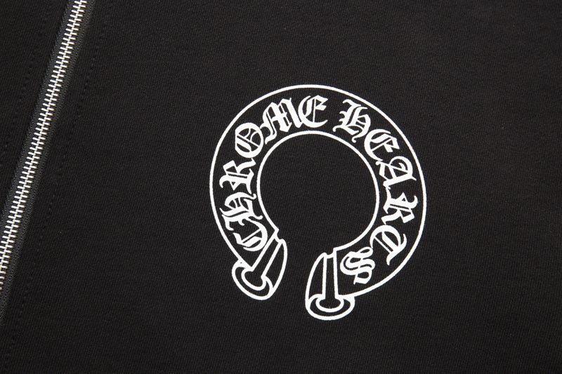 Chrome Hearts Horseshoe Cross-Sleeve Zip Hoodie — Black product view 7