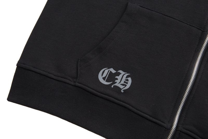 Chrome Hearts Horseshoe Cross-Sleeve Zip Hoodie — Black product view 8