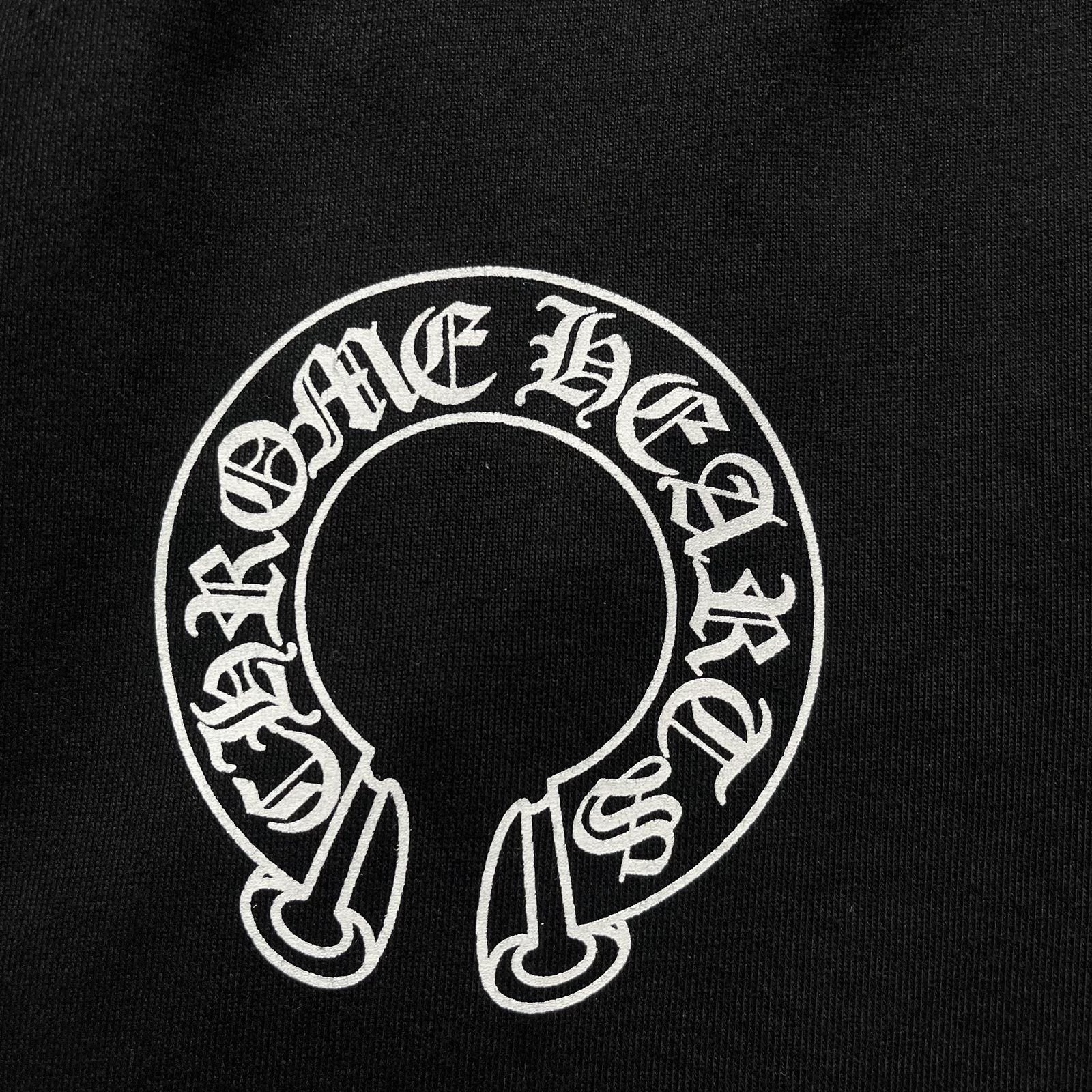 Chrome Hearts Horseshoe Sleeve-Print Hoodie — Black product view 2