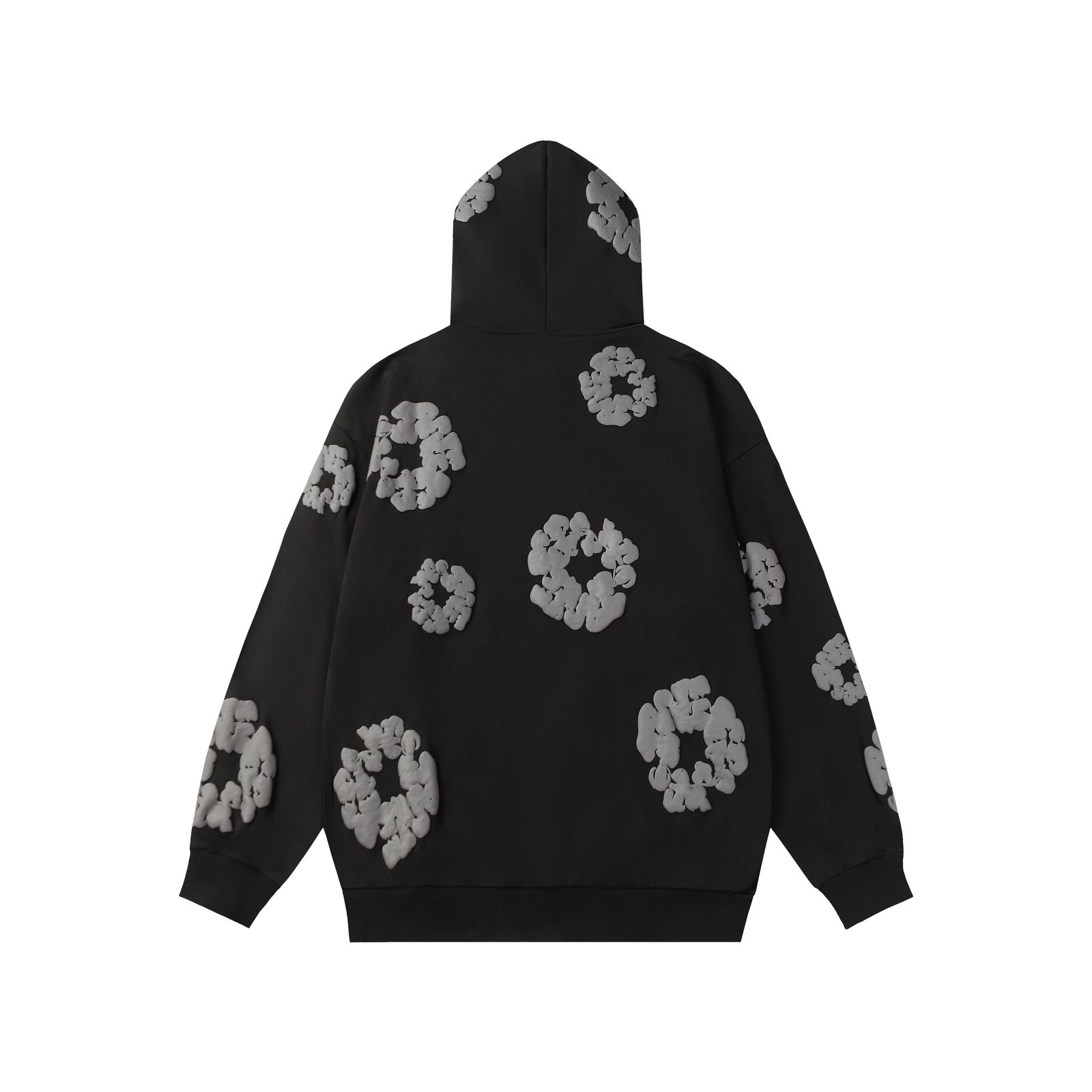 Denim Tears Cotton Wreath Hoodie — Black/Gray Print product view 1
