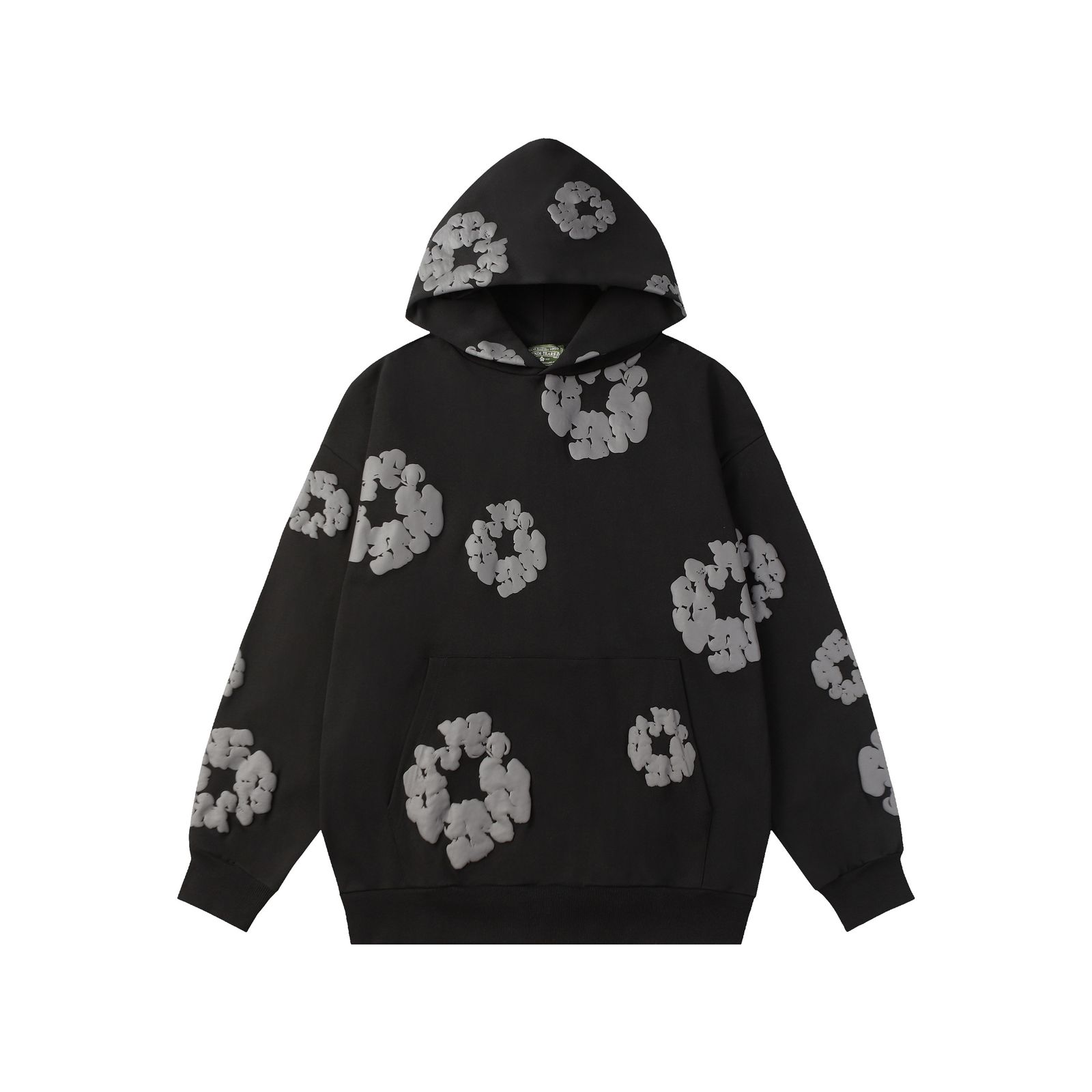 Denim Tears Cotton Wreath Hoodie — Black/Gray Print product view 2