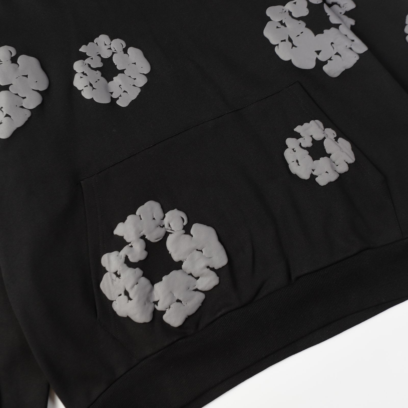 Denim Tears Cotton Wreath Hoodie — Black/Gray Print product view 4