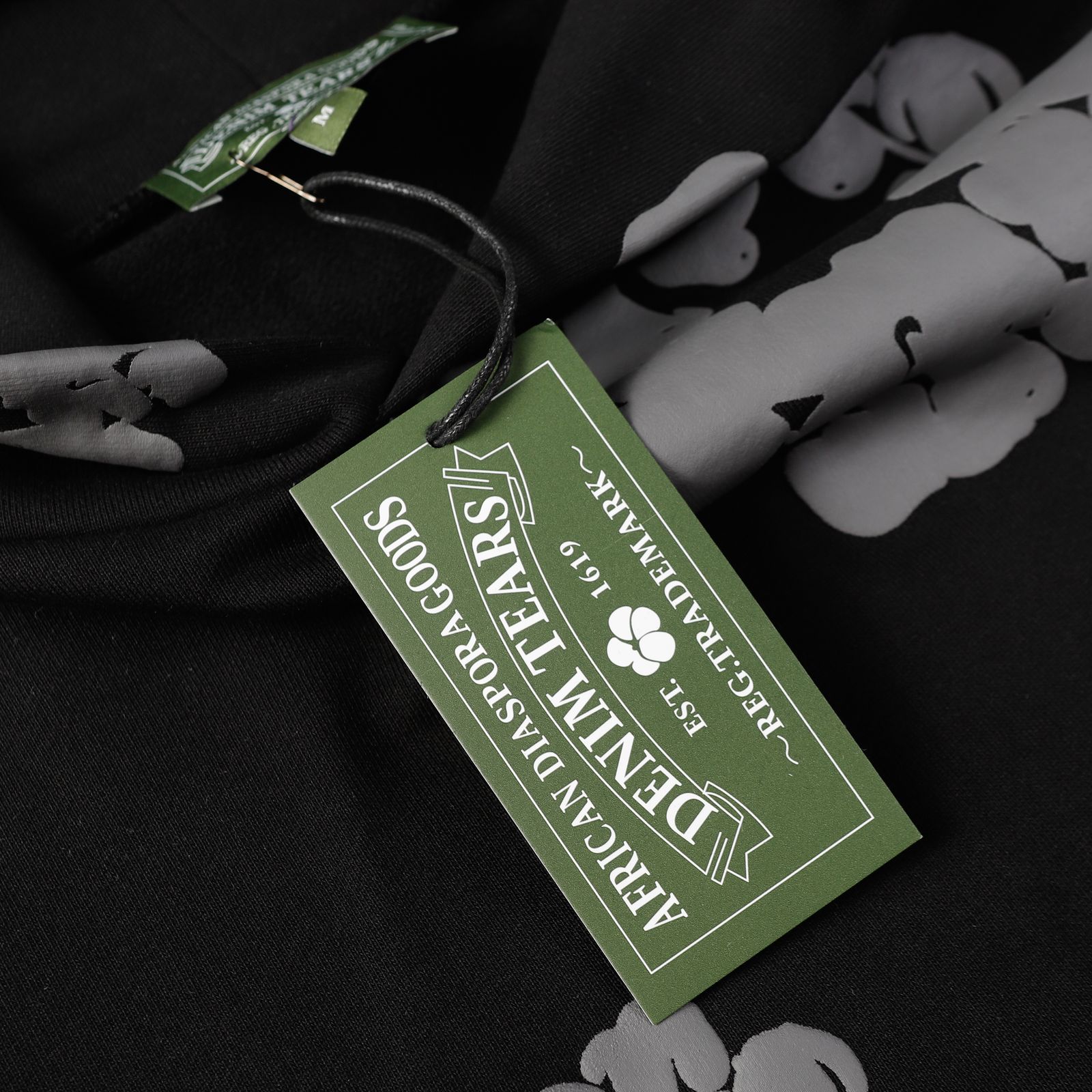 Denim Tears Cotton Wreath Hoodie — Black/Gray Print product view 5