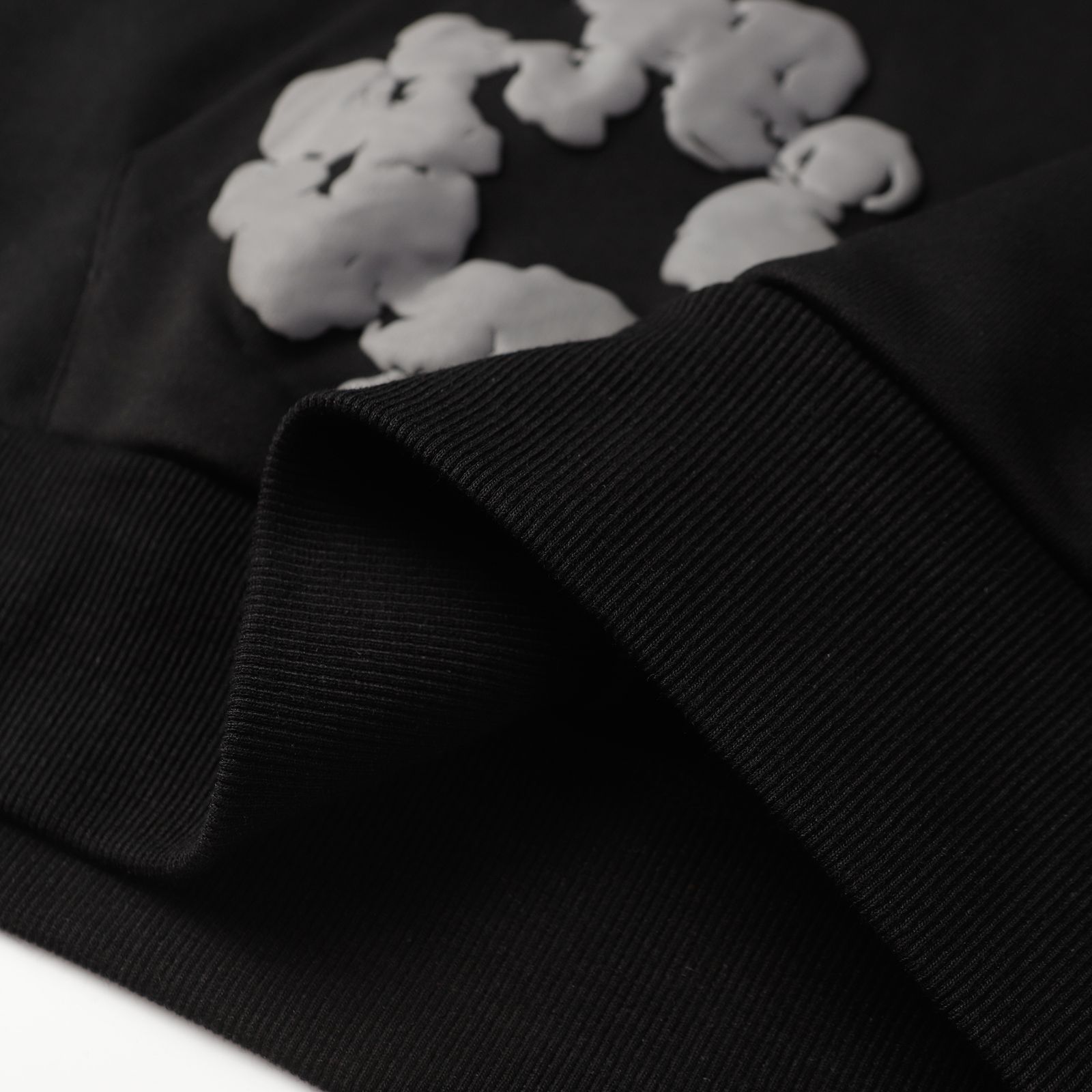Denim Tears Cotton Wreath Hoodie — Black/Gray Print product view 7