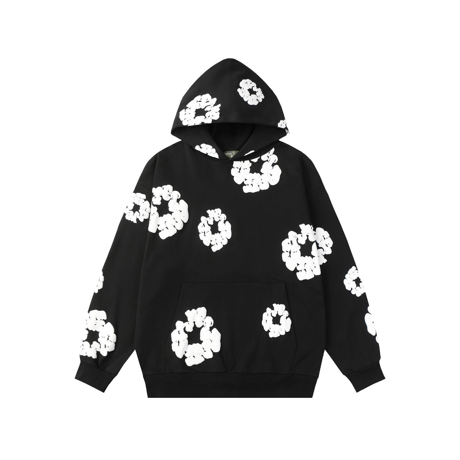 Denim Tears Cotton Wreath Hoodie — Black/White Print product view 1