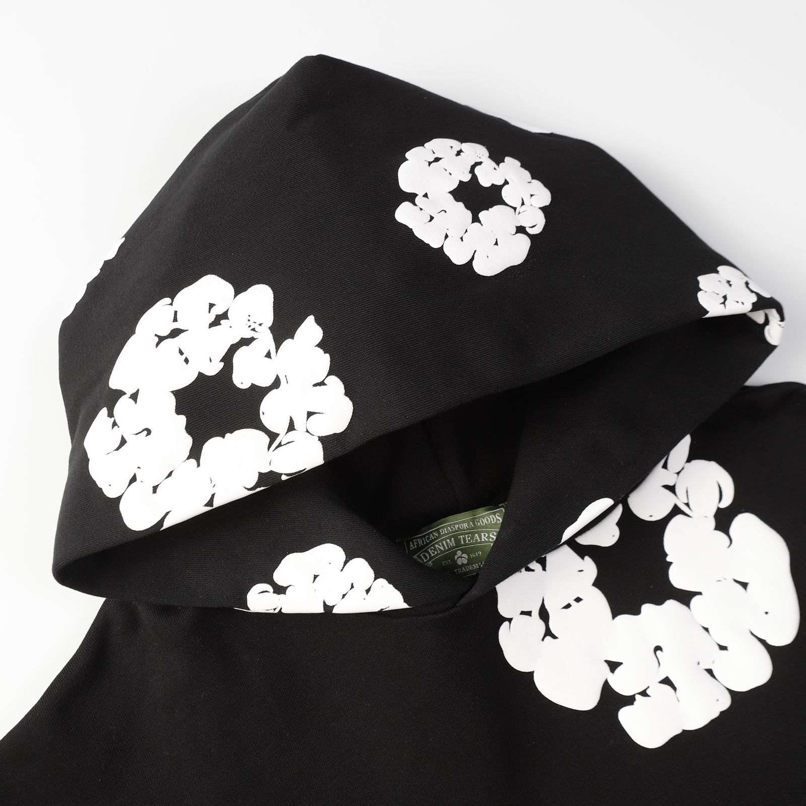 Denim Tears Cotton Wreath Hoodie — Black/White Print product view 2
