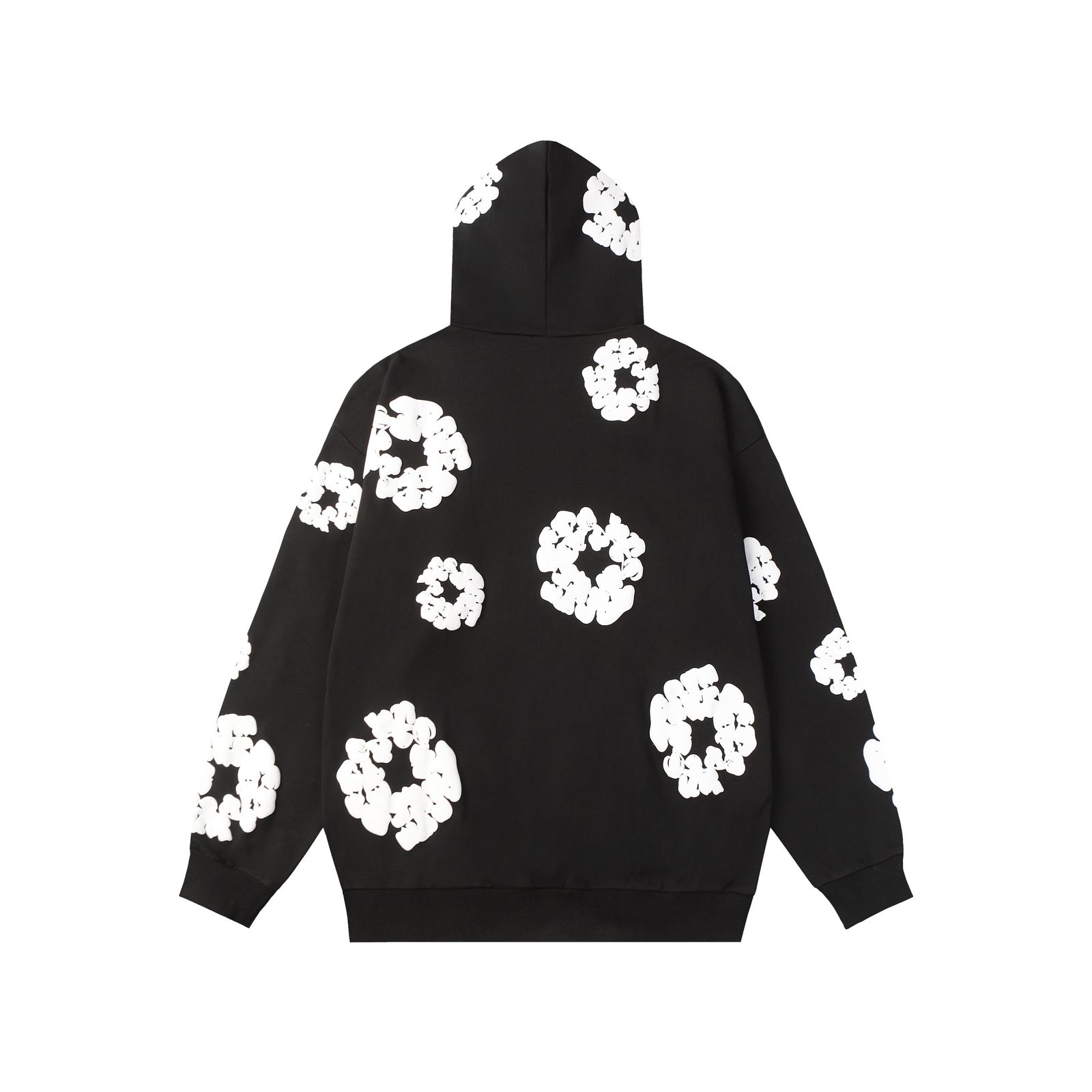 Denim Tears Cotton Wreath Hoodie — Black/White Print product view 3
