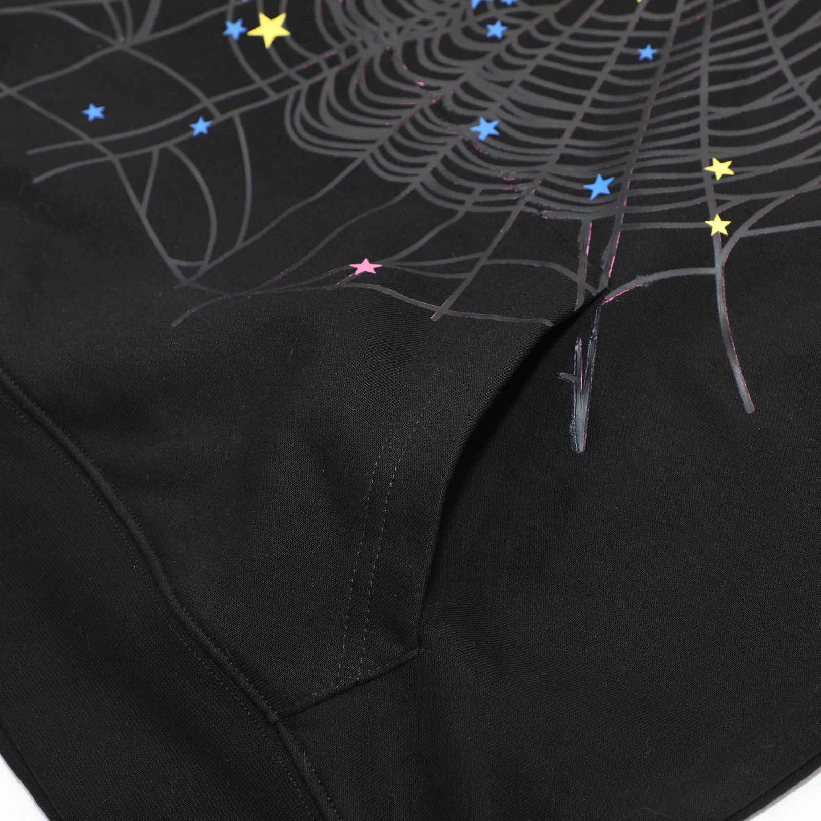 Sp5der “Nevermind the Spider” Web Hoodie — Black/Pink product view 4