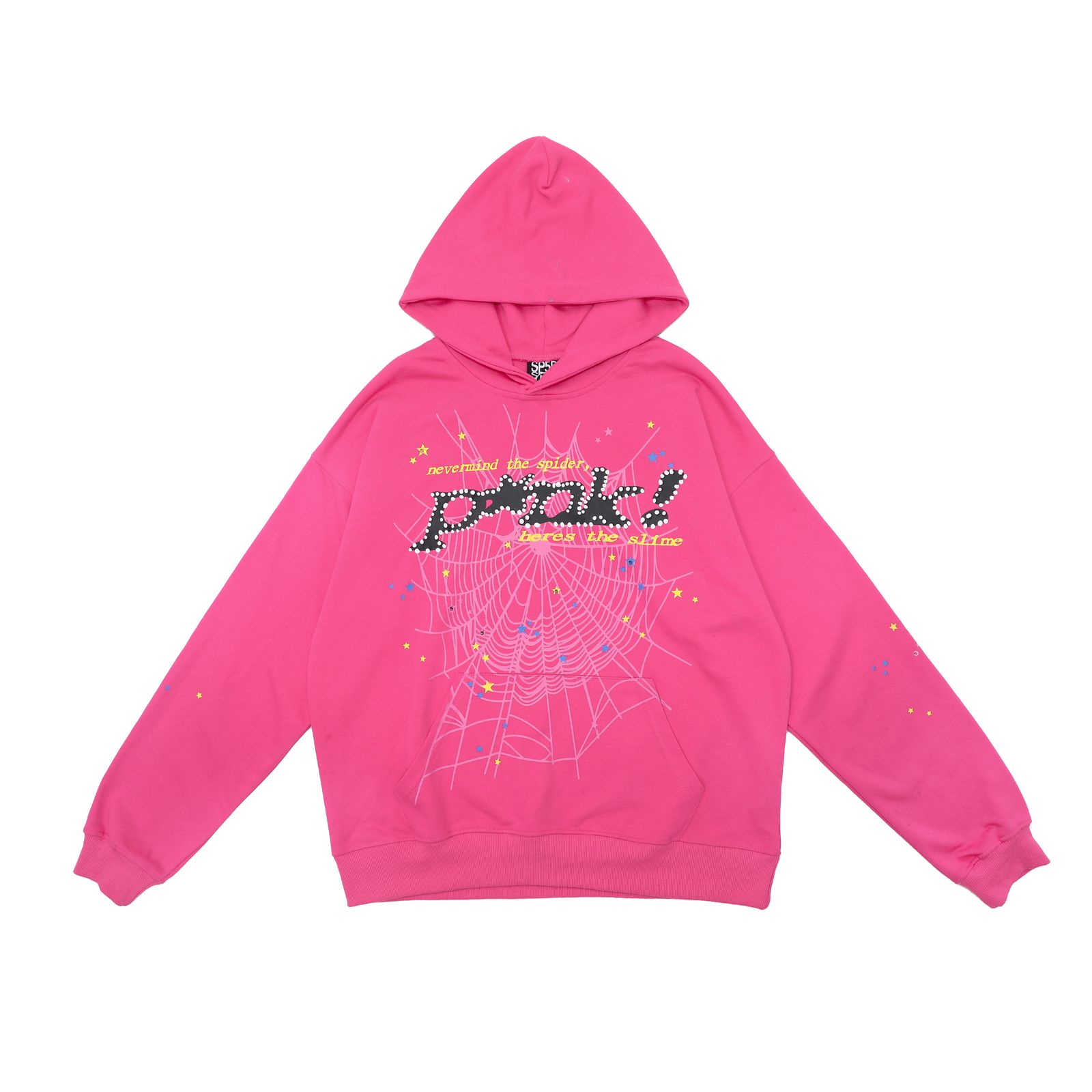 Sp5der “Nevermind the Spider” Web Hoodie — Hot Pink/Black product view 3