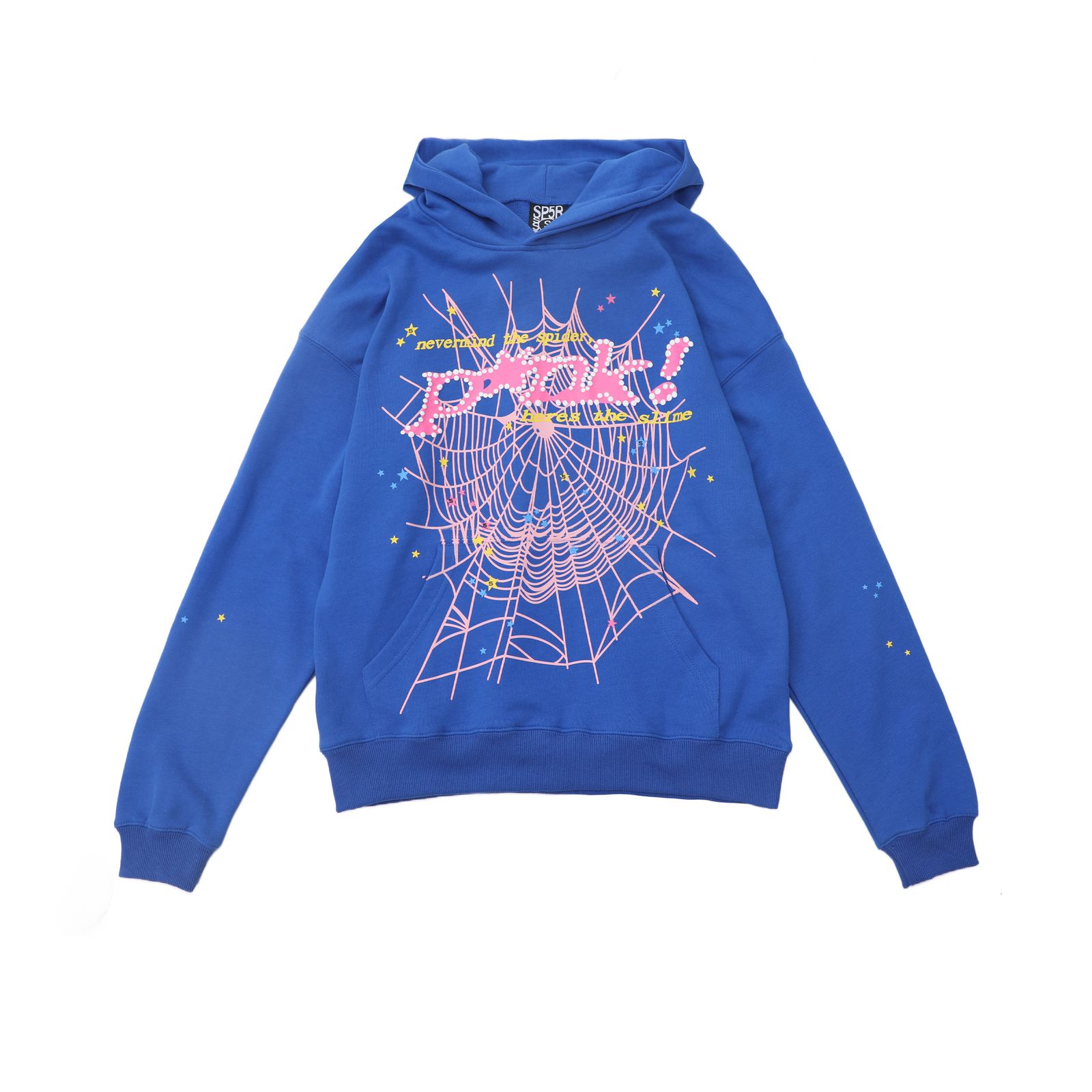 Sp5der “Nevermind the Spider” Web Hoodie — Royal Blue/Pink product view 3