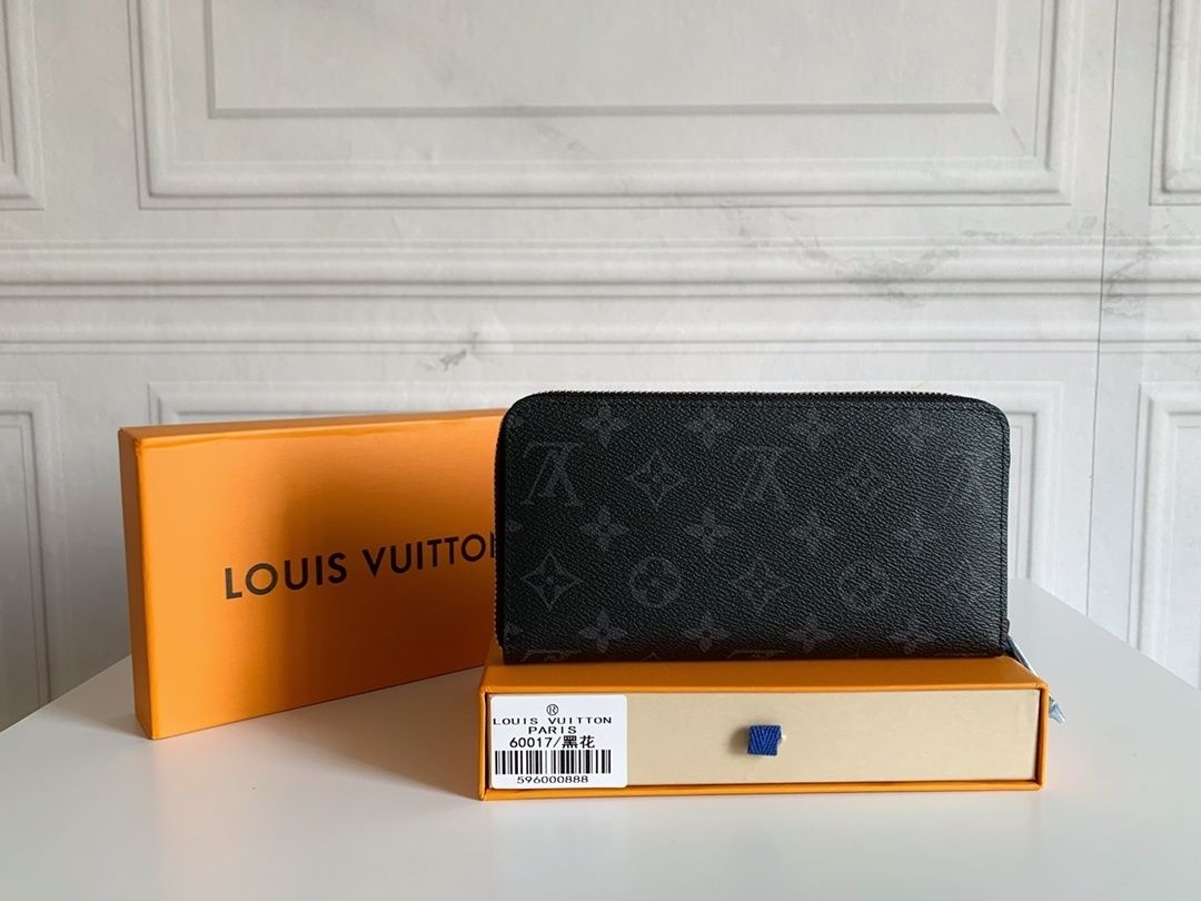 Black Monogram Zip-Around Long Wallet Q05 product view 1