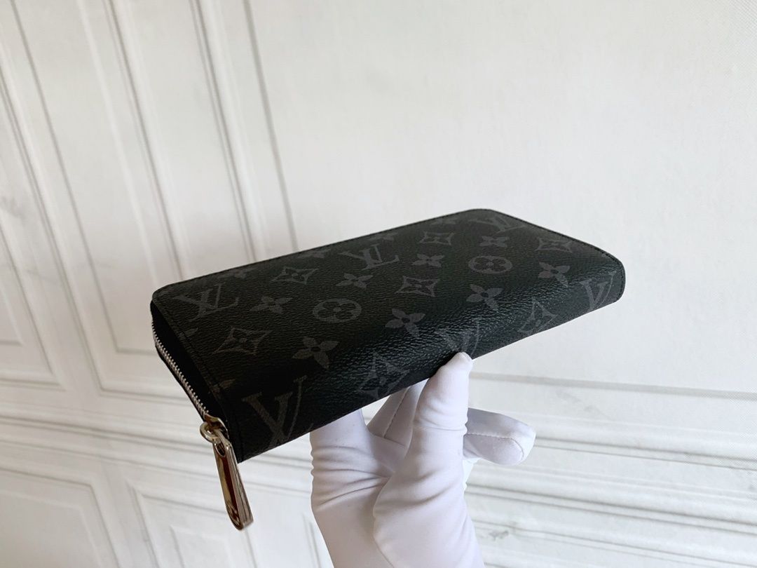 Black Monogram Zip-Around Long Wallet Q05 product view 7