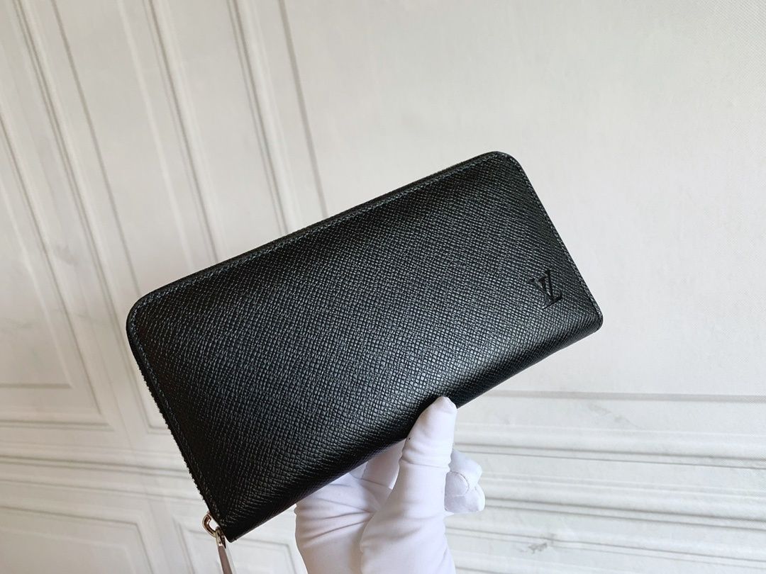 Black Textured Zip-Around Long Wallet Q07 product view 4