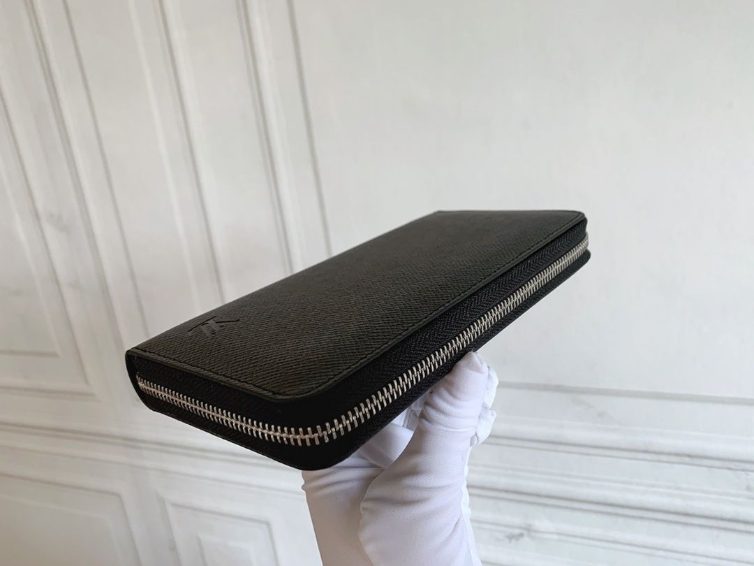 Black Textured Zip-Around Long Wallet Q07 product view 5