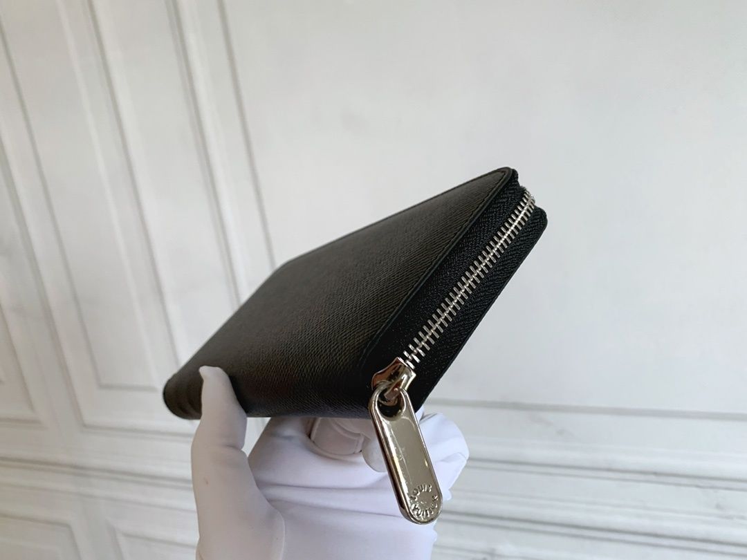 Black Textured Zip-Around Long Wallet Q07 product view 8
