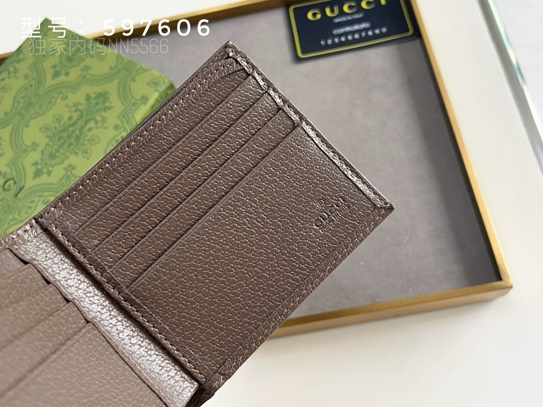 Brown Web-Stripe Monogram Bifold Wallet Q09 product view 6