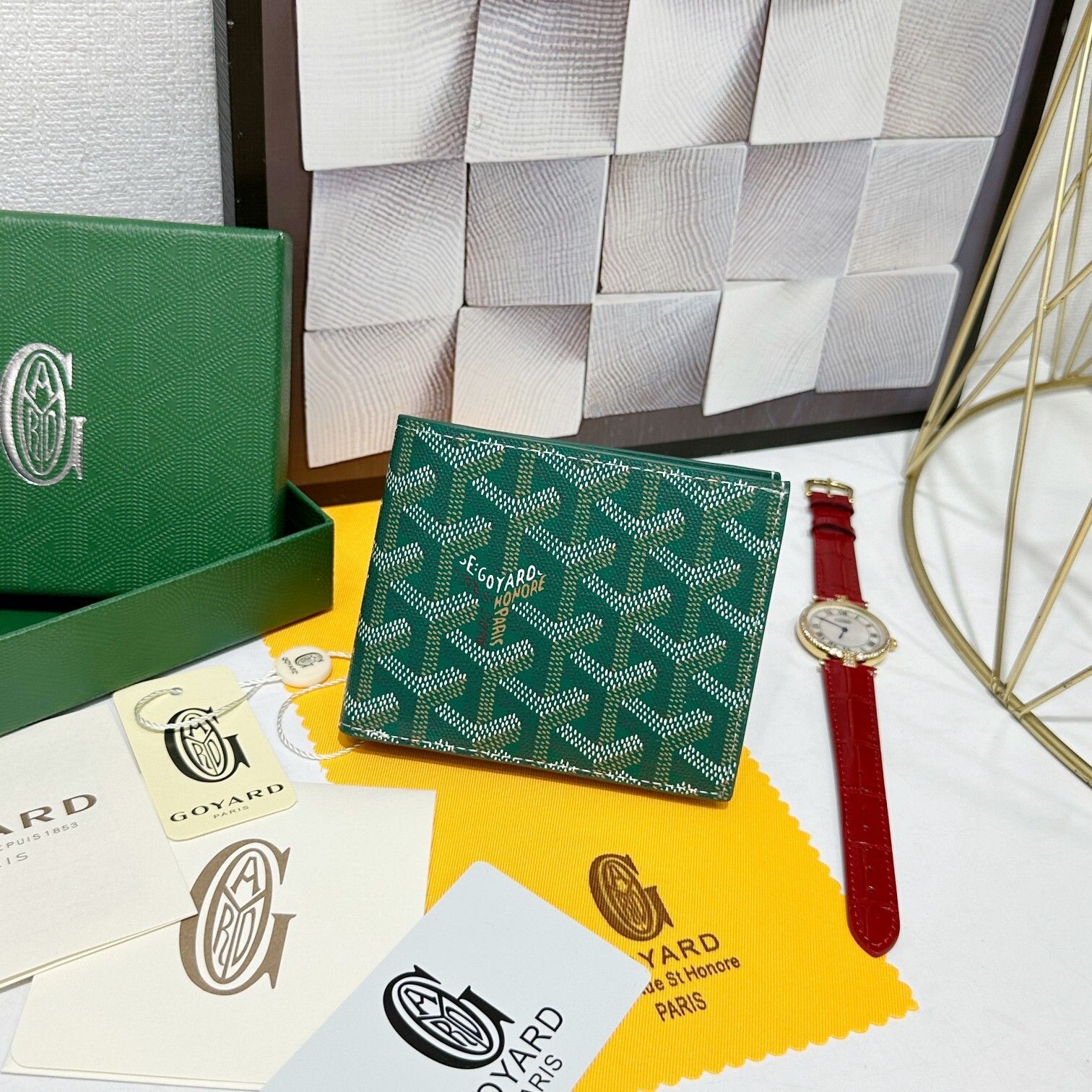 Green Monogram Bifold Wallet Q11 product view 1