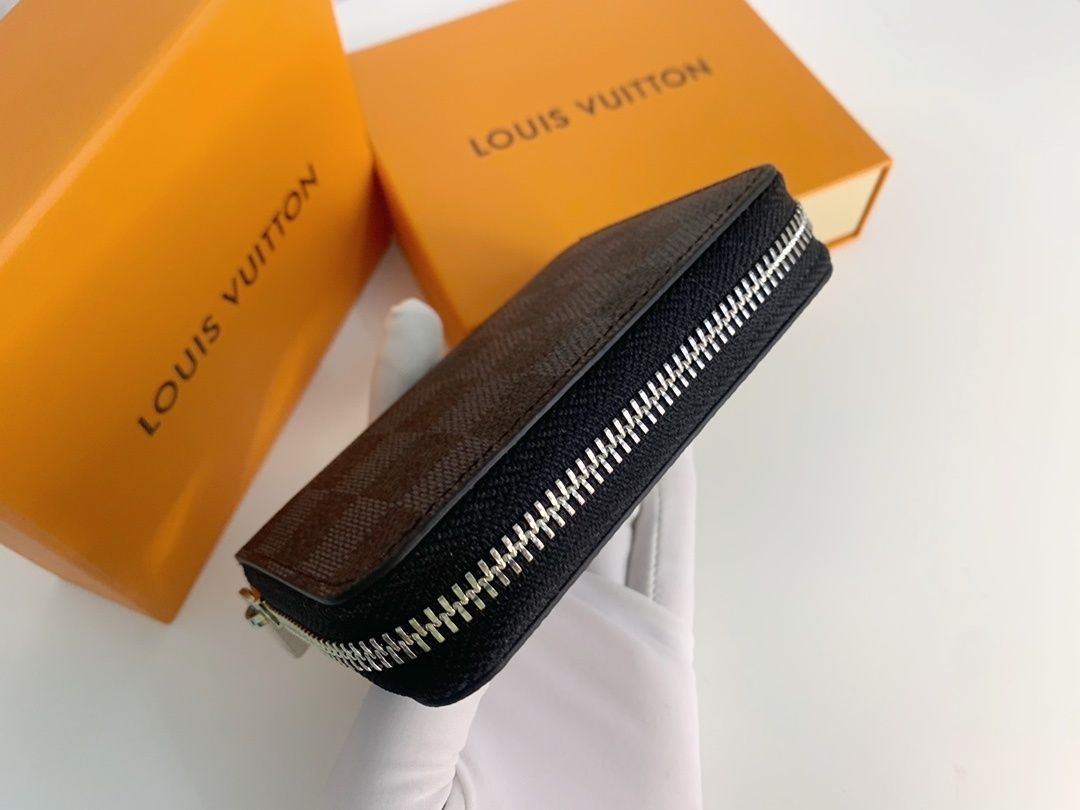 Black Checker Zip-Around Compact Wallet Q14 product view 3