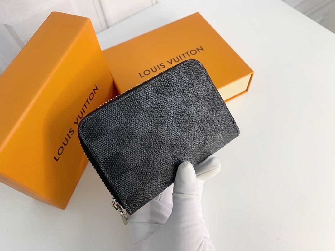 Black Checker Zip-Around Compact Wallet Q14 product view 4